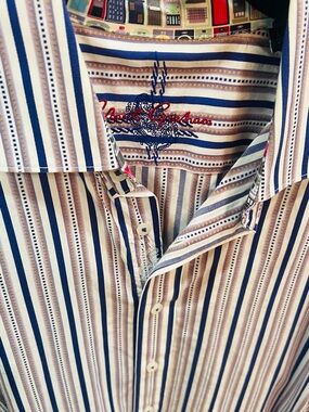 Robert Graham Vertical Stripe Button-Down in Blue and Cream